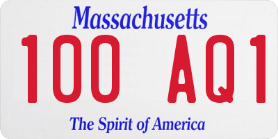 MA license plate 100AQ1