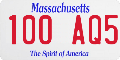 MA license plate 100AQ5