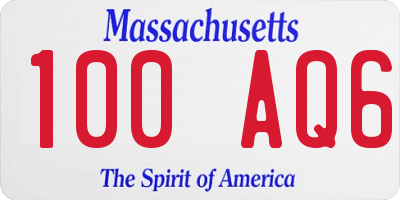 MA license plate 100AQ6