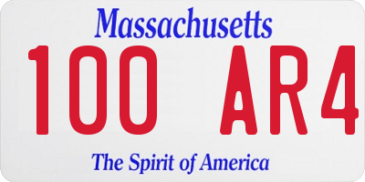 MA license plate 100AR4