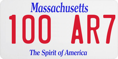 MA license plate 100AR7