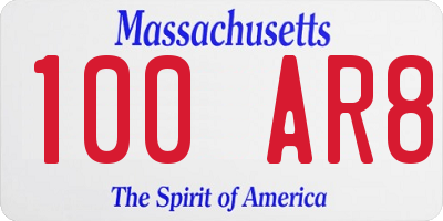 MA license plate 100AR8