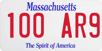 MA license plate 100AR9