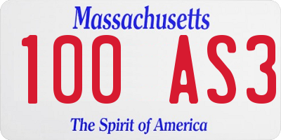 MA license plate 100AS3