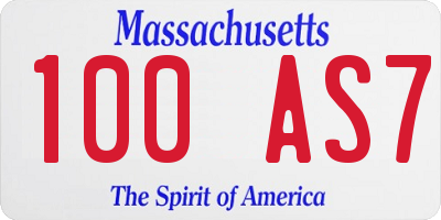 MA license plate 100AS7