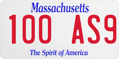 MA license plate 100AS9