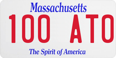 MA license plate 100AT0