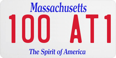 MA license plate 100AT1