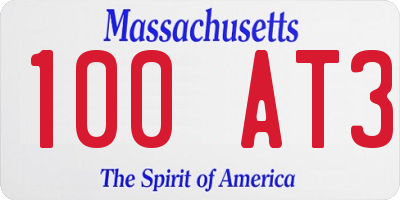 MA license plate 100AT3