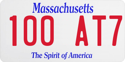 MA license plate 100AT7