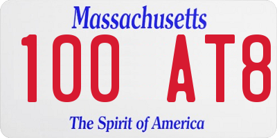 MA license plate 100AT8