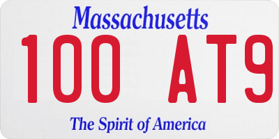 MA license plate 100AT9