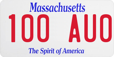 MA license plate 100AU0