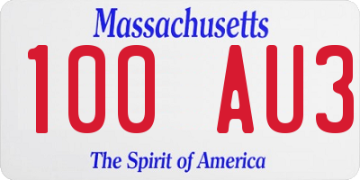 MA license plate 100AU3