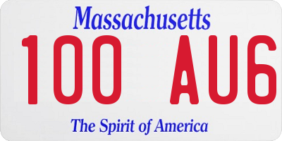 MA license plate 100AU6