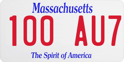 MA license plate 100AU7