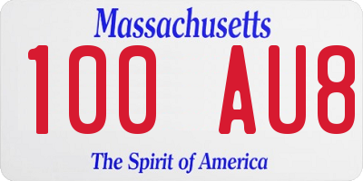 MA license plate 100AU8