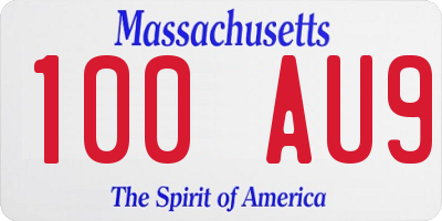 MA license plate 100AU9