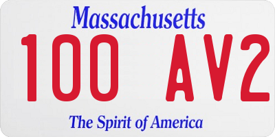 MA license plate 100AV2