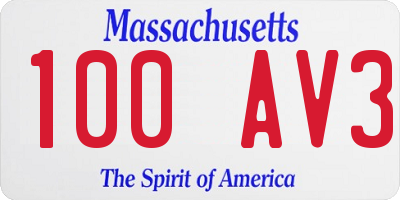 MA license plate 100AV3