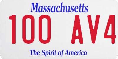 MA license plate 100AV4