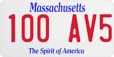 MA license plate 100AV5