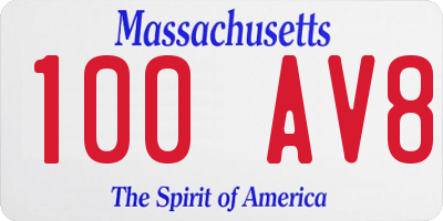 MA license plate 100AV8