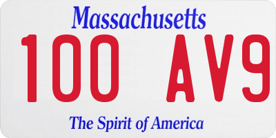 MA license plate 100AV9