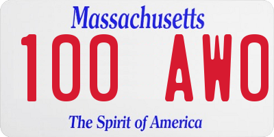 MA license plate 100AW0