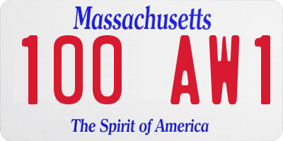 MA license plate 100AW1