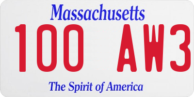 MA license plate 100AW3