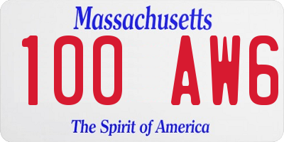 MA license plate 100AW6
