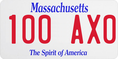 MA license plate 100AX0