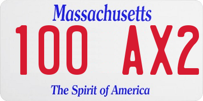 MA license plate 100AX2