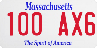 MA license plate 100AX6