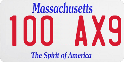 MA license plate 100AX9