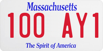 MA license plate 100AY1