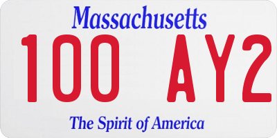 MA license plate 100AY2