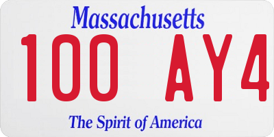 MA license plate 100AY4