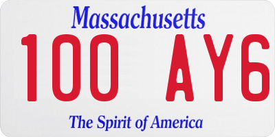 MA license plate 100AY6