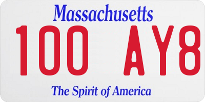 MA license plate 100AY8