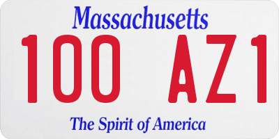 MA license plate 100AZ1