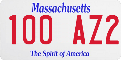 MA license plate 100AZ2