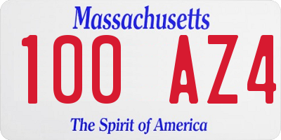MA license plate 100AZ4