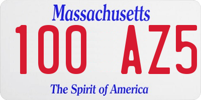 MA license plate 100AZ5