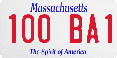 MA license plate 100BA1