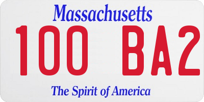 MA license plate 100BA2