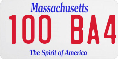 MA license plate 100BA4