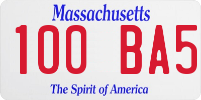 MA license plate 100BA5