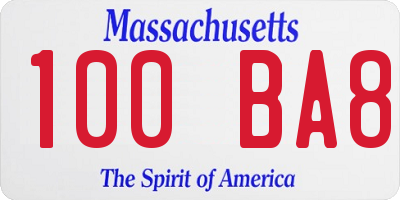 MA license plate 100BA8